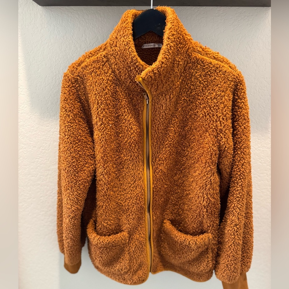 Womens staccato fuzzy zip up jacket